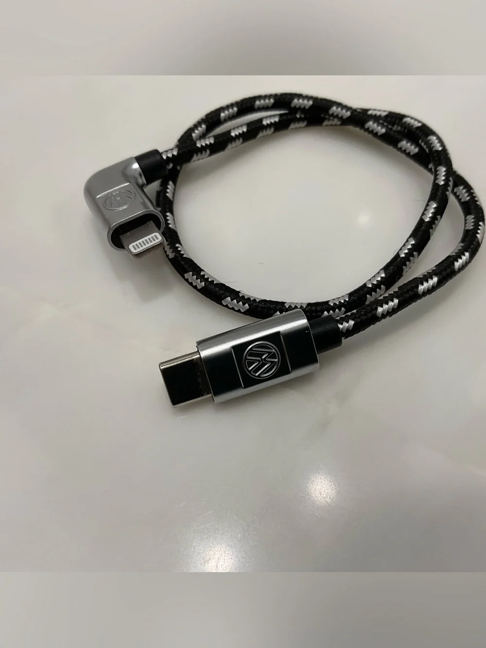 VW USB-C to LIGHTNING Braided Charging Cable - 13” long BLACK - R58